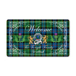Doormat - Welcome Mat Scottish Clan Badge Forsyth Ancient Tartan Door Mat, Plaid Doormat With Thistle and Two Lion Scottish