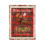 Personalized Gift Plaid Tartan Blanket Clan Paterson With Moose Lover Xmas Gift Santa Riding Christmas Fleece Blanket