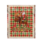 Personalized Gift Plaid Tartan Blanket Clan Gibson With Moose Lover Xmas Gift Santa Riding Christmas Fleece Blanket