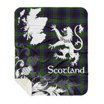 Scotstee Shop - Tartan Blanket Thistle and Lion Scottish Clan Lumsden Hunting Plaid Blanket - Sherpa Blanket