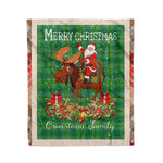 Personalized Gift Plaid Tartan Blanket Clan Cranstoun With Moose Lover Xmas Gift Santa Riding Christmas Fleece Blanket