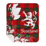 Sherpa Blanket - Tartan Blanket Thistle and Lion Scottish Clan Donnachaidh Robertson Plaid Blanket, plaid sherpa blanket queen,purple sherpa blanket,queen sherpa blanket,queen size sherpa blanket,red sherpa blanket,scottish tartan blankets,sherpa blanket,sherpa christmas blanket