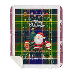 Personalized Gift Tartan Plaid Blanket Clan Whitelaw Modern With Funny Santa Snowman Reindeer Merry Christmas Gift Sherpa Blanket, blue plaid sherpa blanket,blue tartan sherpa blanket,Buchan,buffalo plaid sherpa blanket,christmas sherpa blanket,Christmas Throw Blanket