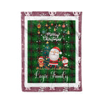 Personalized Gift Tartan Plaid Blanket Clan Logie With Funny Santa Snowman Reindeer Merry Christmas Fleece Blanket, Home Living Room, Plaid Blanket, Tartan Blanket, Scottish Blanket, Buffalo fleece blanket, Christmas Blanket