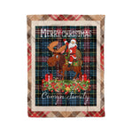 Personalized Gift Plaid Tartan Blanket Clan Comyn With Moose Lover Xmas Gift Santa Riding Christmas Fleece Blanket