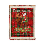 Personalized Gift Plaid Tartan Blanket Clan MacNeacail With Moose Lover Xmas Gift Santa Riding Christmas Fleece Blanket