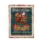 Personalized Gift Plaid Tartan Blanket Clan Allison With Moose Lover Xmas Gift Santa Riding Christmas Fleece Blanket