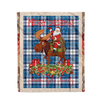 Personalized Gift Plaid Tartan Blanket Clan Strathclyde District With Moose Lover Xmas Gift Santa Riding Christmas Fleece Blanket