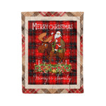 Personalized Gift Plaid Tartan Blanket Clan Wemyss With Moose Lover Xmas Gift Santa Riding Christmas Fleece Blanket