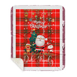 Personalized Gift Tartan Plaid Blanket Clan Duke Of Rothesay With Funny Santa Snowman Reindeer Merry Christmas Gift Sherpa Blanket, blue plaid sherpa blanket,blue tartan sherpa blanket,Buchan,buffalo plaid sherpa blanket,christmas sherpa blanket,Christmas Throw Blanket