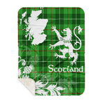 Scotstee Shop - Tartan Blanket Thistle and Lion Scottish Clan Galloway District Plaid Blanket - Sherpa Blanket