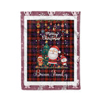 Personalized Gift Tartan Plaid Blanket Clan Broun With Funny Santa Snowman Reindeer Merry Christmas Fleece Blanket, Home Living Room, Plaid Blanket, Tartan Blanket, Scottish Blanket, Buffalo fleece blanket, Christmas Blanket