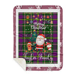 Personalized Gift Tartan Plaid Blanket Clan Taylor With Funny Santa Snowman Reindeer Merry Christmas Gift Sherpa Blanket, blue plaid sherpa blanket,blue tartan sherpa blanket,Buchan,buffalo plaid sherpa blanket,christmas sherpa blanket,Christmas Throw Blanket