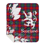Sherpa Blanket - Tartan Blanket Thistle and Lion Scottish Clan Fraser of Altyre Plaid Blanket, plaid sherpa blanket queen,purple sherpa blanket,queen sherpa blanket,queen size sherpa blanket,red sherpa blanket,scottish tartan blankets,sherpa blanket,sherpa christmas blanket