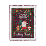 Personalized Gift Tartan Plaid Blanket Clan Lindsay Modern With Funny Santa Snowman Reindeer Merry Christmas Fleece Blanket, Home Living Room, Plaid Blanket, Tartan Blanket, Scottish Blanket, Buffalo fleece blanket, Christmas Blanket