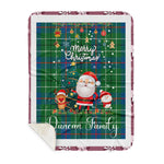 Personalized Gift Tartan Plaid Blanket Clan Duncan Ancient With Funny Santa Snowman Reindeer Merry Christmas Gift Sherpa Blanket, blue plaid sherpa blanket,blue tartan sherpa blanket,Buchan,buffalo plaid sherpa blanket,christmas sherpa blanket,Christmas Throw Blanket