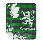Sherpa Blanket - Tartan Blanket Thistle and Lion Scottish Clan Elphinstone Hunting Plaid Blanket, plaid sherpa blanket queen,purple sherpa blanket,queen sherpa blanket,queen size sherpa blanket,red sherpa blanket,scottish tartan blankets,sherpa blanket,sherpa christmas blanket