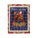Personalized Gift Plaid Tartan Blanket Clan Dunlop With Moose Lover Xmas Gift Santa Riding Christmas Fleece Blanket