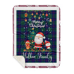 Personalized Gift Tartan Plaid Blanket Clan Hutton With Funny Santa Snowman Reindeer Merry Christmas Gift Sherpa Blanket, blue plaid sherpa blanket,blue tartan sherpa blanket,Buchan,buffalo plaid sherpa blanket,christmas sherpa blanket,Christmas Throw Blanket