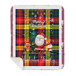 Personalized Gift Tartan Plaid Blanket Clan Masterton Bcn With Funny Santa Snowman Reindeer Merry Christmas Gift Sherpa Blanket, blue plaid sherpa blanket,blue tartan sherpa blanket,Buchan,buffalo plaid sherpa blanket,christmas sherpa blanket,Christmas Throw Blanket