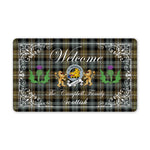 Doormat - Welcome Mat Scottish Clan Badge Campbell Argyll Weathered Tartan Door Mat, Plaid Doormat With Thistle and Two Lion Scottish