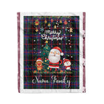 Personalized Gift Tartan Plaid Blanket Clan Nairn With Funny Santa Snowman Reindeer Merry Christmas Fleece Blanket, Home Living Room, Plaid Blanket, Tartan Blanket, Scottish Blanket, Buffalo fleece blanket, Christmas Blanket