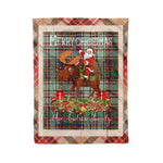 Personalized Gift Plaid Tartan Blanket Clan MacAndrew With Moose Lover Xmas Gift Santa Riding Christmas Fleece Blanket