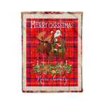 Personalized Gift Plaid Tartan Blanket Clan Rose With Moose Lover Xmas Gift Santa Riding Christmas Fleece Blanket