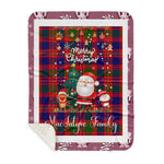 Personalized Gift Tartan Plaid Blanket Clan MacIntyre With Funny Santa Snowman Reindeer Merry Christmas Gift Sherpa Blanket, blue plaid sherpa blanket,blue tartan sherpa blanket,Buchan,buffalo plaid sherpa blanket,christmas sherpa blanket,Christmas Throw Blanket