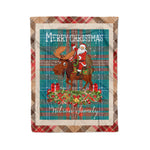 Personalized Gift Plaid Tartan Blanket Clan Wilson Ancient With Moose Lover Xmas Gift Santa Riding Christmas Fleece Blanket