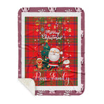 Personalized Gift Tartan Plaid Blanket Clan Ross With Funny Santa Snowman Reindeer Merry Christmas Gift Sherpa Blanket, blue plaid sherpa blanket,blue tartan sherpa blanket,Buchan,buffalo plaid sherpa blanket,christmas sherpa blanket,Christmas Throw Blanket