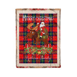 Personalized Gift Plaid Tartan Blanket Clan Ruthven With Moose Lover Xmas Gift Santa Riding Christmas Fleece Blanket