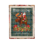 Personalized Gift Plaid Tartan Blanket Clan Scott Ancient With Moose Lover Xmas Gift Santa Riding Christmas Fleece Blanket