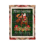 Personalized Gift Plaid Tartan Blanket Clan MacAlpine Modern With Moose Lover Xmas Gift Santa Riding Christmas Fleece Blanket