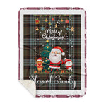 Personalized Gift Tartan Plaid Blanket Clan Stewart Old Weathered With Funny Santa Snowman Reindeer Merry Christmas Gift Sherpa Blanket, blue plaid sherpa blanket,blue tartan sherpa blanket,Buchan,buffalo plaid sherpa blanket,christmas sherpa blanket,Christmas Throw Blanket