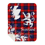 Sherpa Blanket - Tartan Blanket Thistle and Lion Scottish Clan MacLachlan Plaid Blanket, plaid sherpa blanket queen,purple sherpa blanket,queen sherpa blanket,queen size sherpa blanket,red sherpa blanket,scottish tartan blankets,sherpa blanket,sherpa christmas blanket
