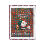 Personalized Gift Tartan Plaid Blanket Clan Matheson Ancient With Funny Santa Snowman Reindeer Merry Christmas Fleece Blanket, Home Living Room, Plaid Blanket, Tartan Blanket, Scottish Blanket, Buffalo fleece blanket, Christmas Blanket