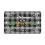 Doormat - Welcome Mat Scottish Clan Douglas Grey Tartan Door Mat, Plaid Doormat With Thistle and Two Lion Scottish