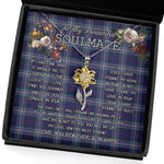 To My Beautiful Soulmate Sunflower Necklace In Your Eyes I Have Found My Home Clan Nevoy Tartan Jewelry For Girlfriend, Tartan Sunflower Pendant Necklace, Scottish Tartan Jewelry, valentine necklace, necklace girlfriend, necklace for wife, cute necklaces for girlfriend, jewelry for girlfriend, to my soulmate necklace, to my future wife necklace
