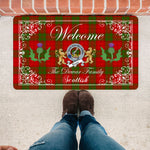 Doormat - Welcome Mat Scottish Clan Badge Dewar Tartan Door Mat, Plaid Doormat With Thistle and Two Lion Scottish