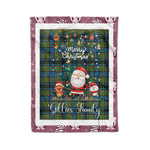 Personalized Gift Tartan Plaid Blanket Clan Gillies With Funny Santa Snowman Reindeer Merry Christmas Fleece Blanket, Christmas Blanket, Plaid Blanket, Tartan Blanket,Scottish Blanket