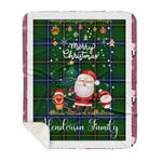 Personalized Gift Tartan Plaid Blanket Clan Henderson Modern With Funny Santa Snowman Reindeer Merry Christmas Gift Sherpa Blanket, blue plaid sherpa blanket,blue tartan sherpa blanket,Buchan,buffalo plaid sherpa blanket,christmas sherpa blanket,Christmas Throw Blanket