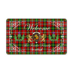 Doormat - Welcome Mat Scottish Clan Fairlie Tartan Door Mat, Plaid Doormat With Thistle and Two Lion Scottish
