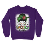 Spooky Mama Messy Bun Skull Mom Monster Bleached Halloween Womens Halloween Sweatshirts, Halloween Sweatshirt Plus Size - Scotstee Shop