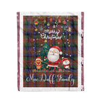 Personalized Gift Tartan Plaid Blanket Clan MacDuff Hunting Modern With Funny Santa Snowman Reindeer Merry Christmas Fleece Blanket, Home Living Room, Plaid Blanket, Tartan Blanket, Scottish Blanket, Buffalo fleece blanket, Christmas Blanket