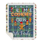 Personalized Gift Tartan Plaid Blanket Clan Leslie Hunting With Christmas Cookie Baking Crew Christmas Gift Sherpa Blanket, tartan sherpa blanket,buffalo plaid sherpa blanket,christmas sherpa blanket,Christmas Throw Blanket,green plaid sherpa blanket,green sherpa blanket