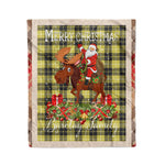 Personalized Gift Plaid Tartan Blanket Clan Barclay Dress Modern With Moose Lover Xmas Gift Santa Riding Christmas Fleece Blanket