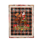 Personalized Gift Plaid Tartan Blanket Clan Ainslie With Moose Lover Xmas Gift Santa Riding Christmas Fleece Blanket