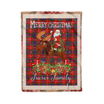 Personalized Gift Plaid Tartan Blanket Clan Fraser With Moose Lover Xmas Gift Santa Riding Christmas Fleece Blanket