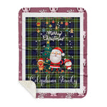 Personalized Gift Tartan Plaid Blanket Clan Colquhoun Modern With Funny Santa Snowman Reindeer Merry Christmas Gift Sherpa Blanket, blue plaid sherpa blanket,blue tartan sherpa blanket,Buchan,buffalo plaid sherpa blanket,christmas sherpa blanket,Christmas Throw Blanket